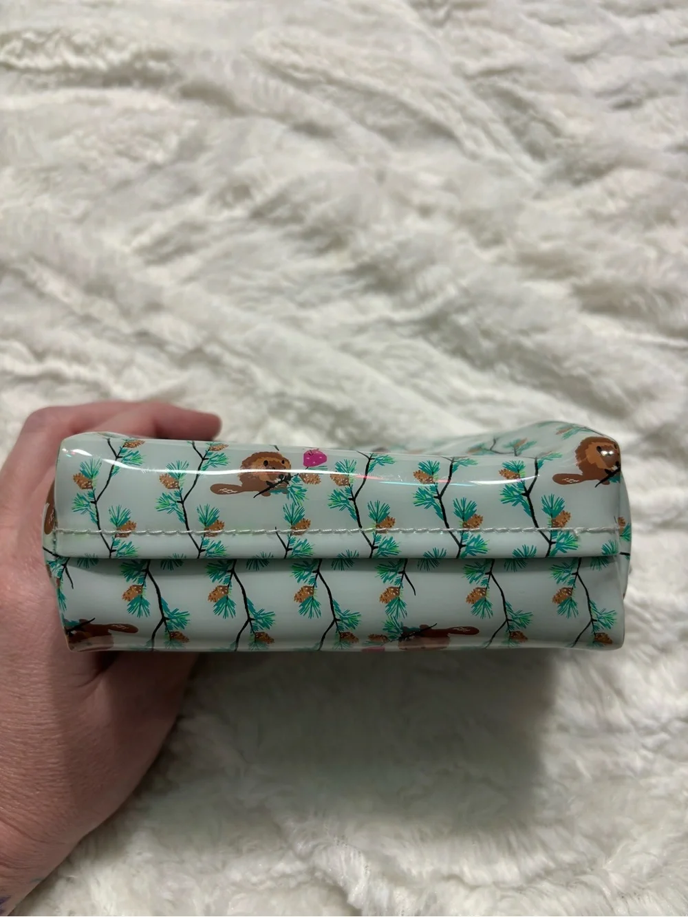 Vera Bradley Mini Dome Cosmetic Bag in Merry Mischief Pattern Beavers Woodland